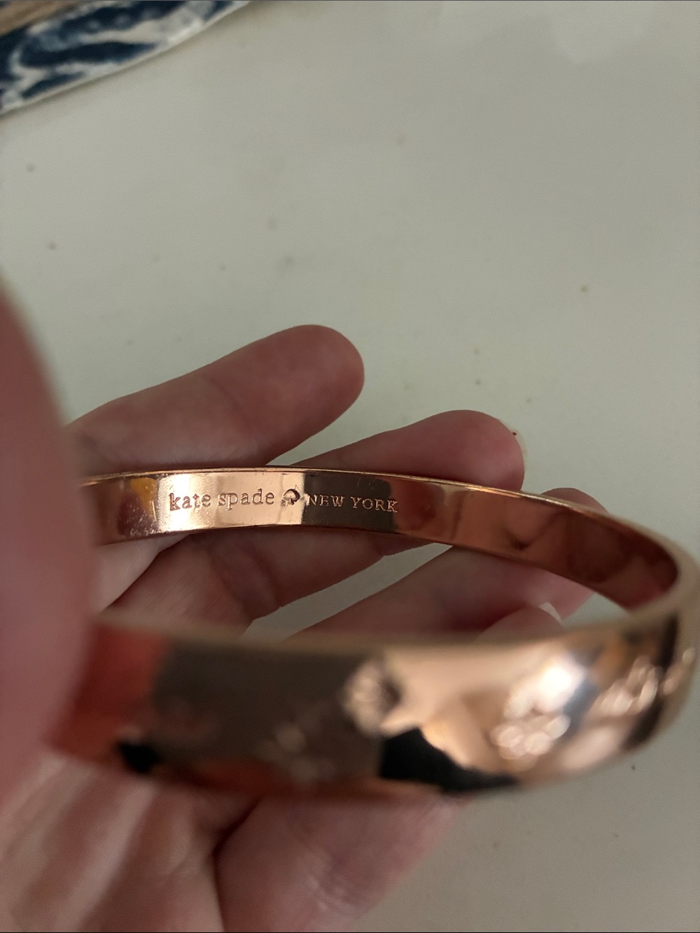 Kate Spade Rose Gold Logo Bangle Bracelet “Out of this world”